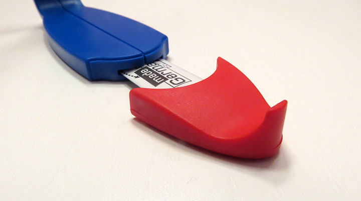 Die rote Nase des plus12 Fußmessgerät / Schuhmessgerät.